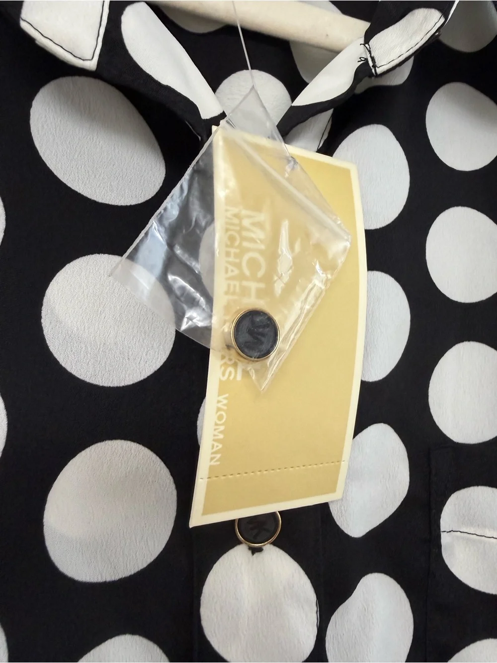 Michael Kors Black Button-Down Shirt with White Polka Dots